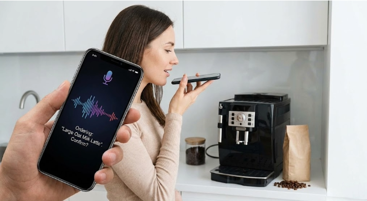 Woman using voice to shop - Webtonic - Webtonic Shopping with your senses
